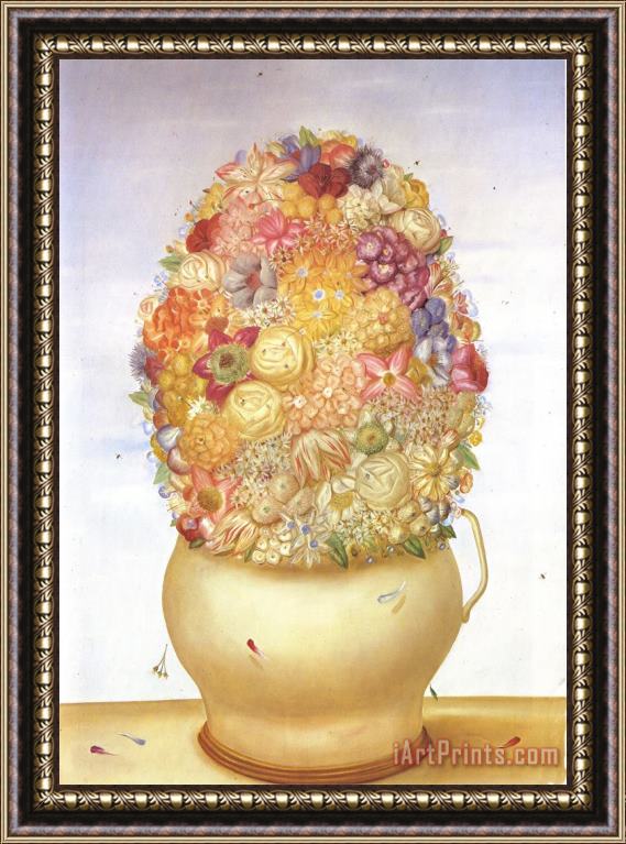 fernando botero Flower Pot Framed Painting