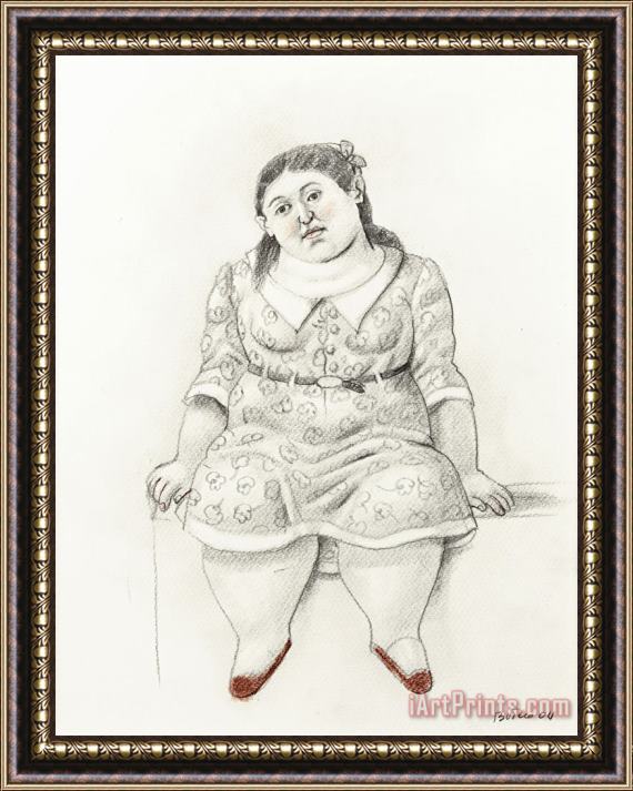 Fernando Botero Jeune Femme Assise, 2004 Framed Painting