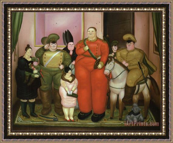 fernando botero Official Portrait of The Military Junta Framed Painting