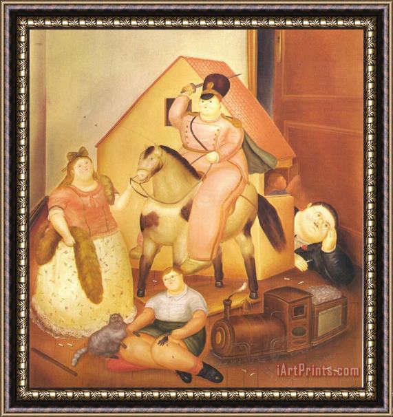 fernando botero Room with Children's Games Framed Painting