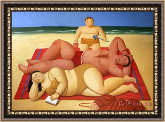 Fernando Botero The Beach, 2009 Framed Painting