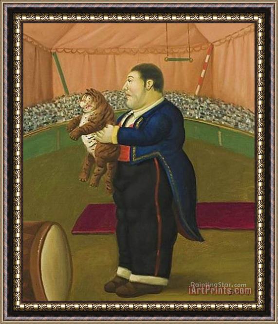 Fernando Botero Trainer with Baby Tiger Framed Painting