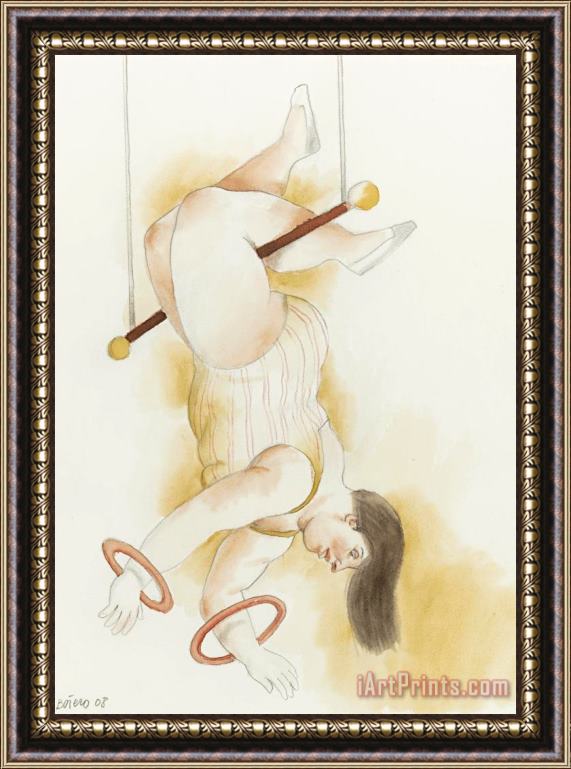 Fernando Botero Woman on Trapeze with Hoops, 2008 Framed Painting
