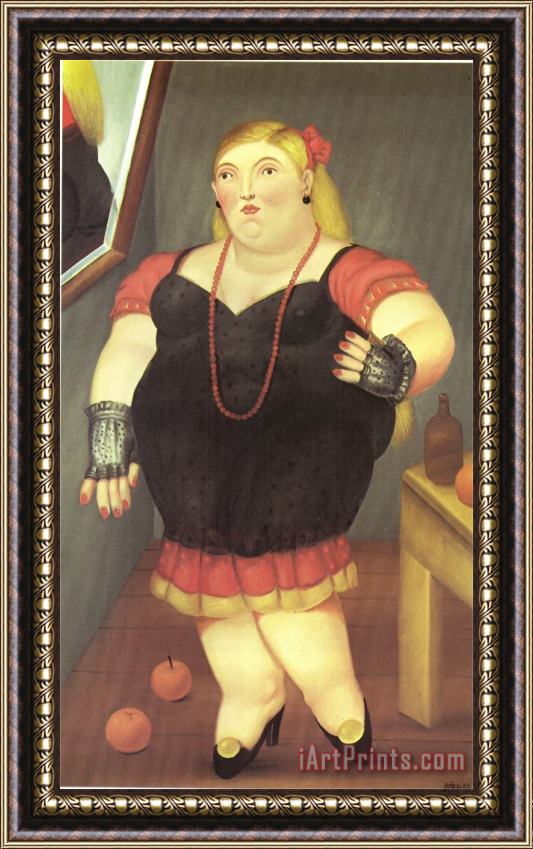 fernando botero Woman Standing Framed Painting