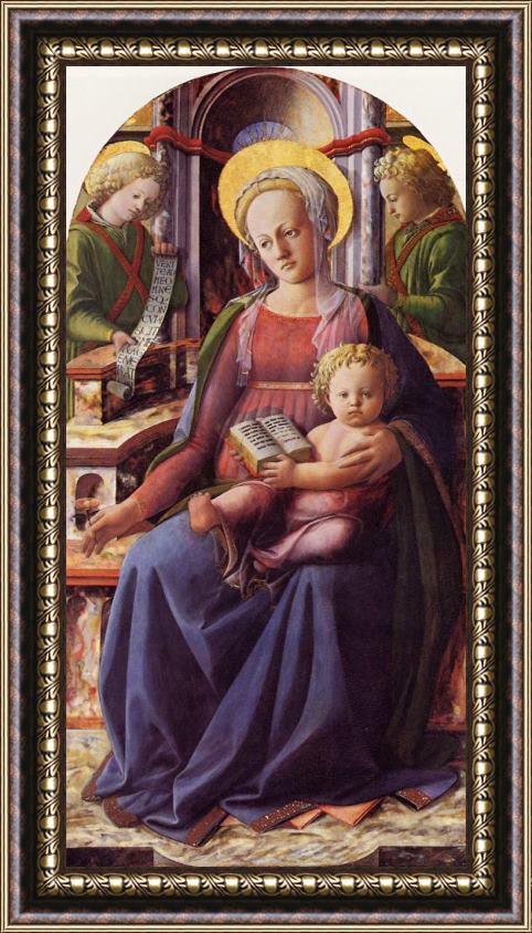 Filippino Lippi Madonna And Child Enthroned with Two Angels Framed Painting