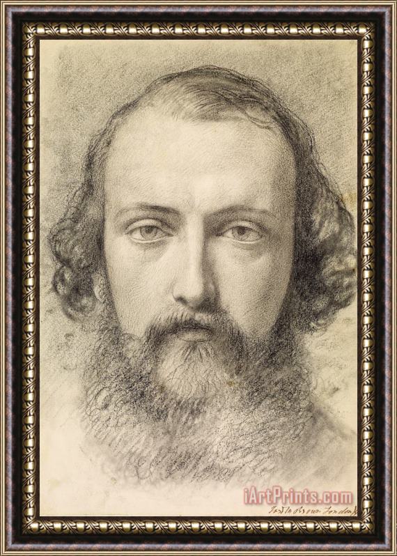 Ford Madox Brown Portrait Head Study of Daniel Casey (full Face) Framed Painting