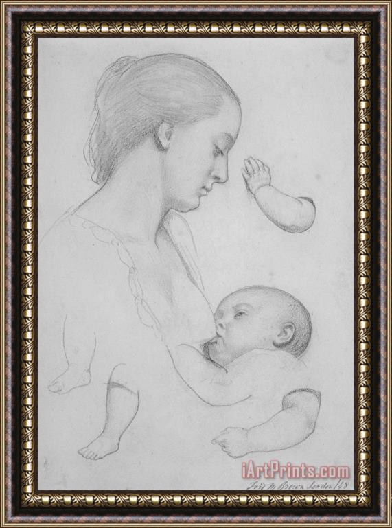 Ford Madox Brown The Young Mother Sheet of Studies Framed Print