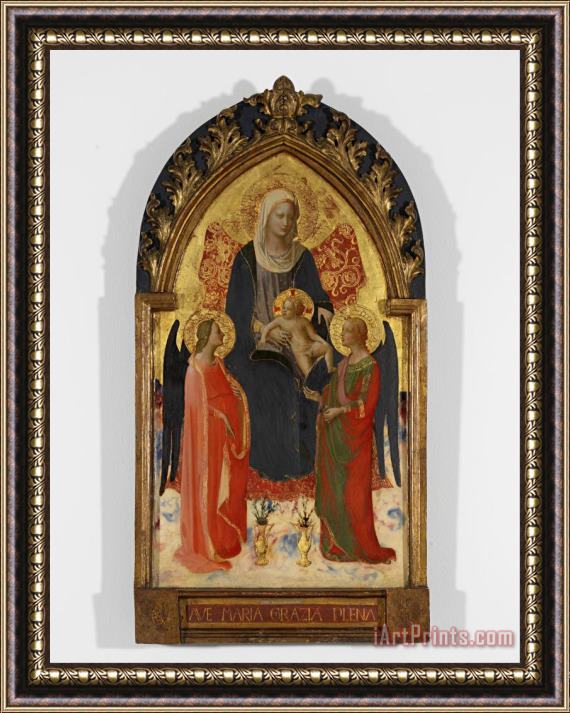 Fra Angelico Madonna And Child with Two Angels Framed Painting