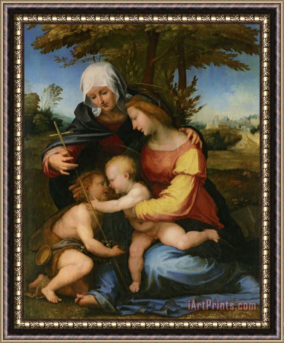 Fra Bartolommeo The Madonna And Child in a Landscape with Saint Elizabeth And The Infant Saint John The Baptist Framed Painting