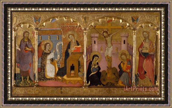 Francesc Comes Saint John The Baptist, Annunciation, Crucifixion And Saint Catherine of Alexandria Framed Print