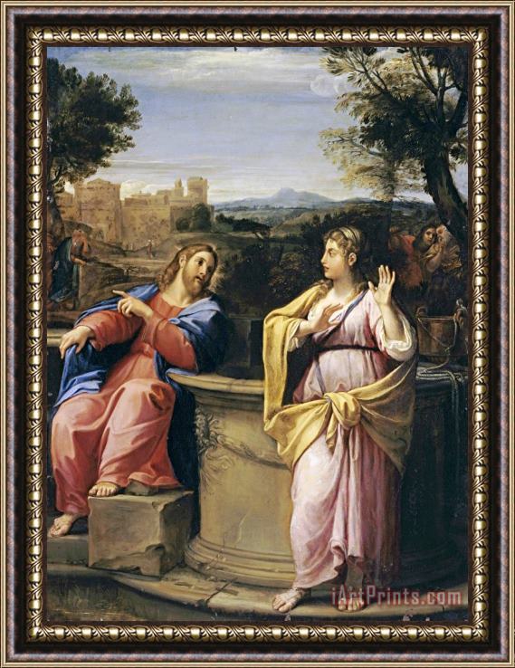 Francesco Albani Christ And The Woman of Samaria at The Well Framed Print