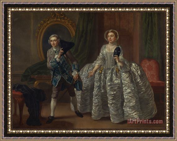 Francis Hayman David Garrick And Mrs. Pritchard in Benjamin Hoadley's The Suspicious Husband Framed Print