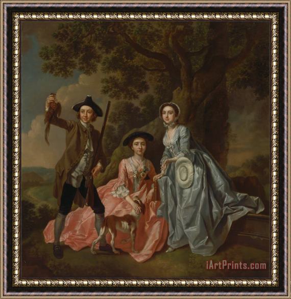 Francis Hayman George Rogers And His Wife, Margaret, And His Sister, Margaret Rogers Framed Painting