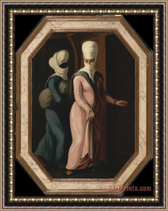 Francis Smith A Turkish Lady Going with Her Slave to The Bath Framed Print