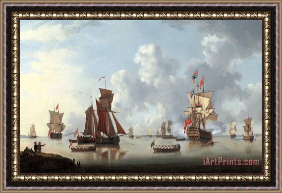 Francis Swaine The Landing of The Sailor Prince at Spithead Framed Painting