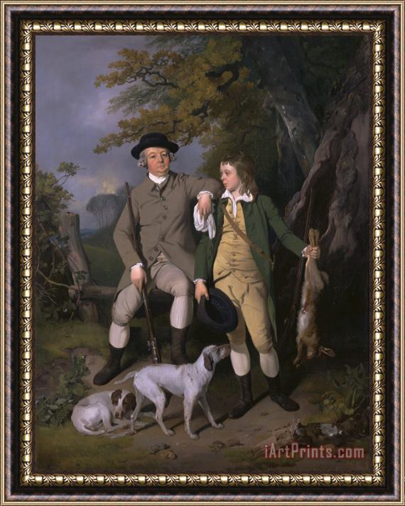 Francis Wheatley Portrait of a Sportsman with His Son Framed Painting