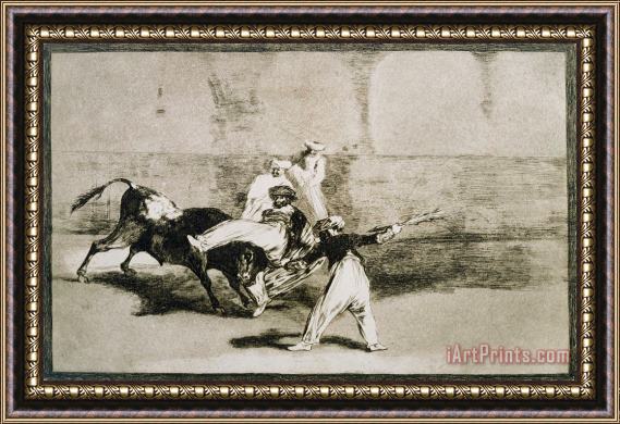 Francisco De Goya A Moor Caught by The Bull... From La Tauromaquia Framed Painting