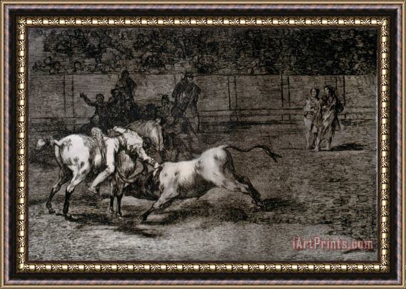 Francisco De Goya Mariano Ceballos, Called El Indio , Kills The Bull From Horseback Framed Painting