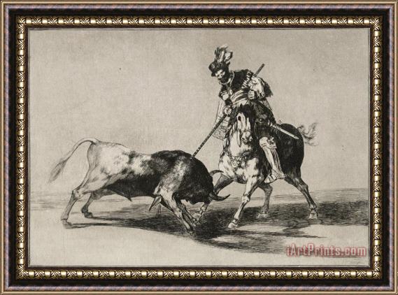 Francisco De Goya The Cid Campeador Attacking a Bull with His Lance Framed Painting