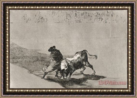 Francisco De Goya The Clever 'student of Falces' Infuriates The Bull by Moving About Wrapped in His Cloak Framed Print