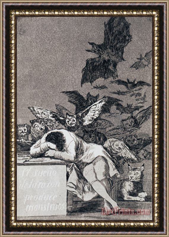 Francisco De Goya The Dream of Reason Brings Forth Monsters Framed Painting