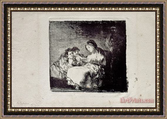 Francisco De Goya Woman Reading to Two Children Framed Print