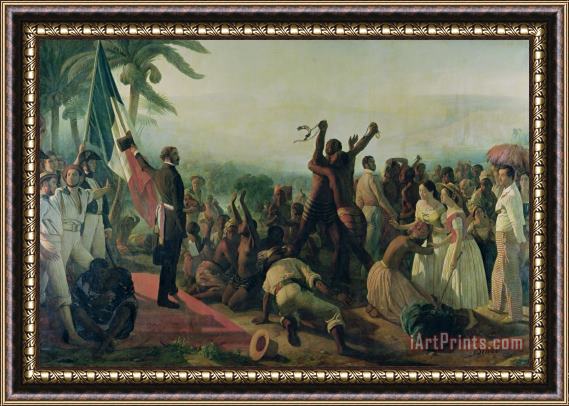 Francois Auguste Biard Proclamation of the Abolition of Slavery in the French Colonies Framed Print