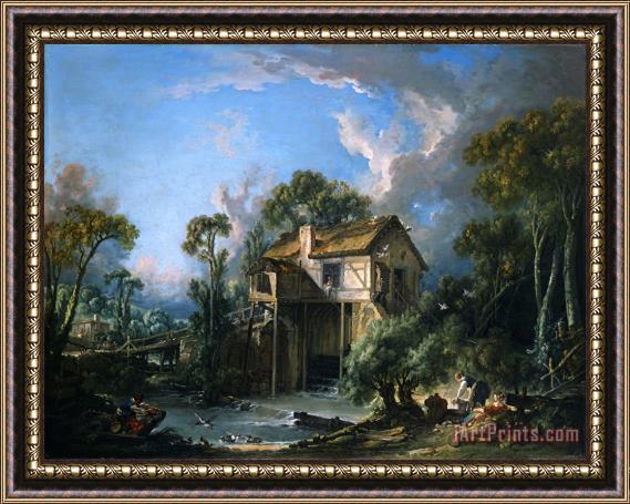 Francois Boucher Mill at Charenton Framed Painting