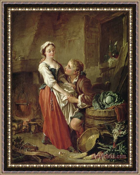 Francois Boucher The Beautiful Kitchen Maid Framed Painting