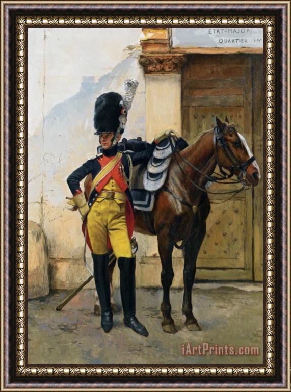 Francois Flameng An Elite Soldier of The Imperial Guard Framed Painting