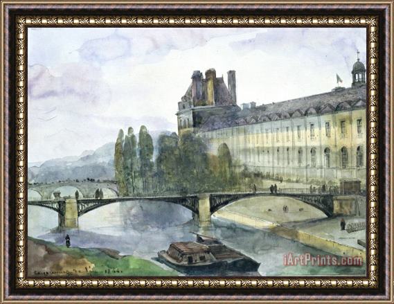 Francois Marius Granet View of the Pavillon de Flore of the Louvre Framed Painting