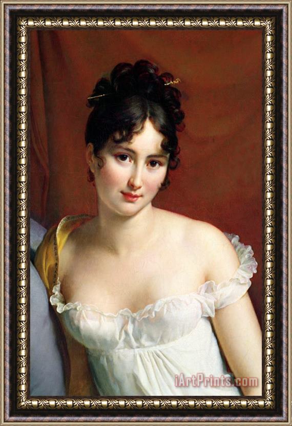 Francois Pascal Simon Baron Gerard Portrait Of Madame Recamier Framed Painting