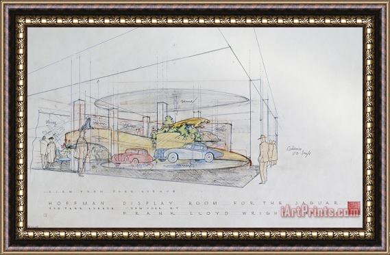 Frank Lloyd Wright Hoffman Display Room for The Jaguar, Park Avenue, Nyc, Ny (demolished March 2013) Framed Painting