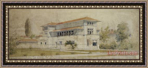 Frank Lloyd Wright Isidore Heller House (perspective View). Chicago, Il Framed Print