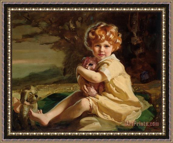 Frank O. Salisbury Portrait of Sarah Fenton King As a Little Girl Framed Painting