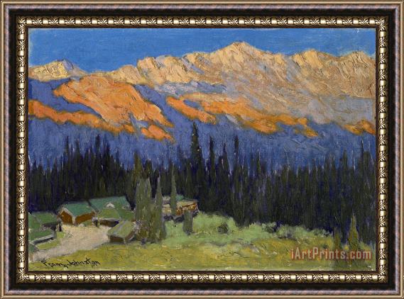 Franz Johnston Cowboy Camp, Sundown, Lake Louise, Alberta Framed Painting
