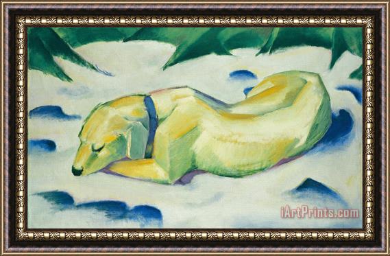 Franz Marc Dog Lying in The Snow Framed Painting