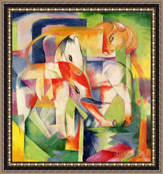 Franz Marc Elephant Horse and Cow Framed Painting