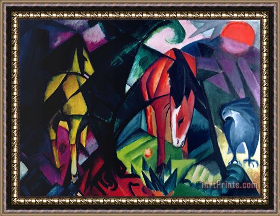Franz Marc Horse and Eagle Framed Painting