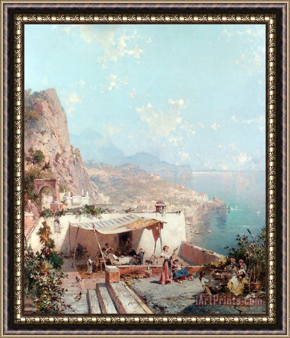 Franz Richard Unterberger Amalfi, Golfe De Salerne Framed Painting