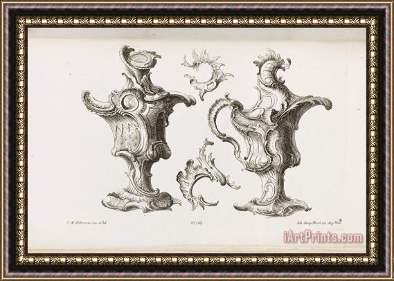 Franz Xaver Habermann Two Designs for Ewer Shaped Ornaments Framed Painting