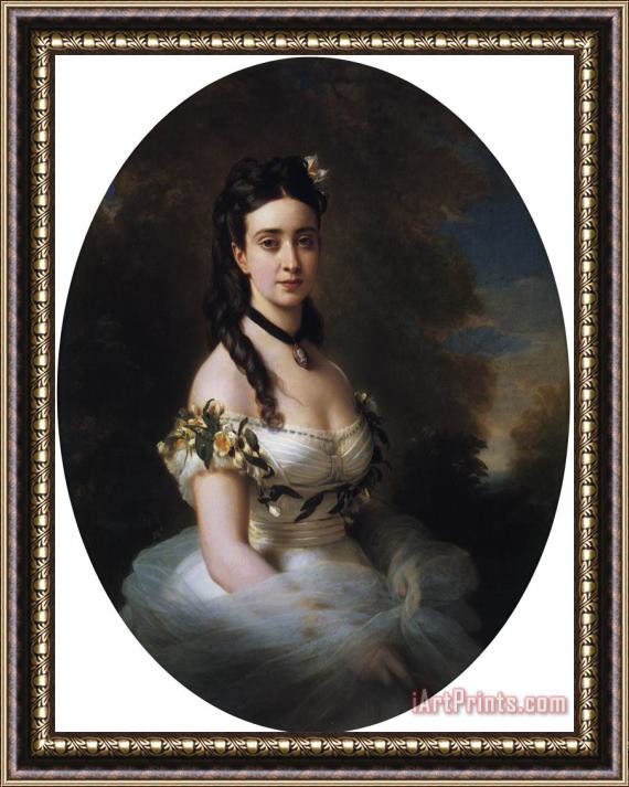 Franz Xavier Winterhalter Portrait of an American Lady Framed Painting