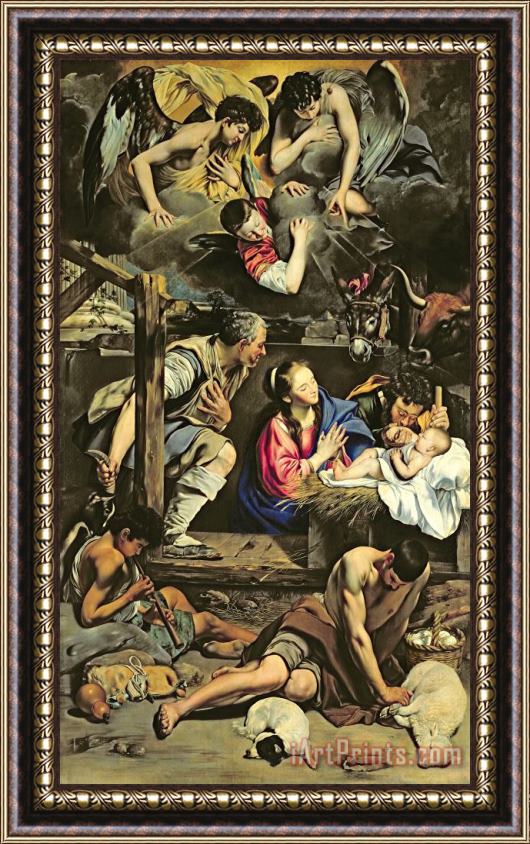 Fray Juan Batista Maino or Mayno The Adoration of the Shepherds Framed Painting