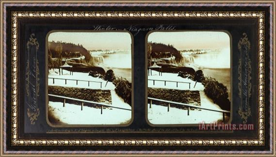 Frederic And William Langenheim Winter Niagara Falls, General View From The American Side Framed Painting