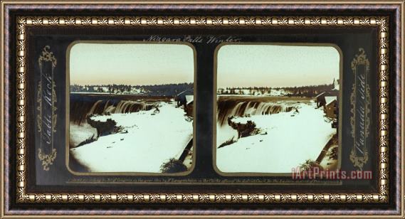 Frederic And William Langenheim Winter, Niagara Falls, Table Rock, Canada Side Framed Painting