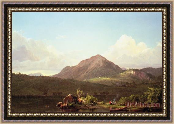 Frederic Edwin Church Camp Fire in the Maine Wilderness Framed Painting