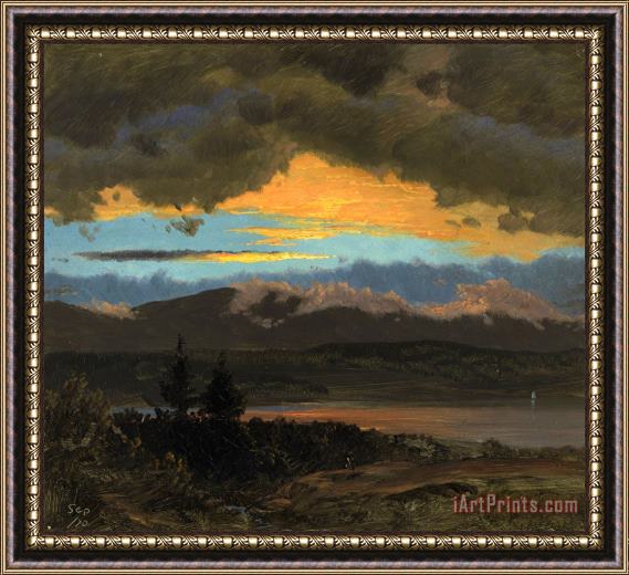 Frederic Edwin Church Sunset Across The Hudson Valley, New York Framed Print