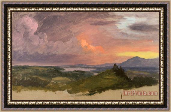 Frederic Edwin Church Sunset in The Hudson Valley Framed Print