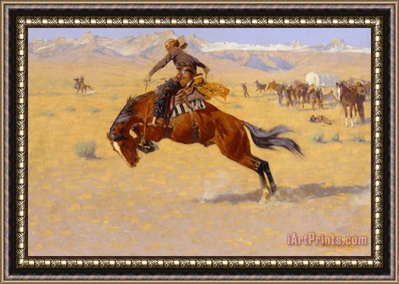 Frederic Remington A Cold Morning On The Range Framed Print