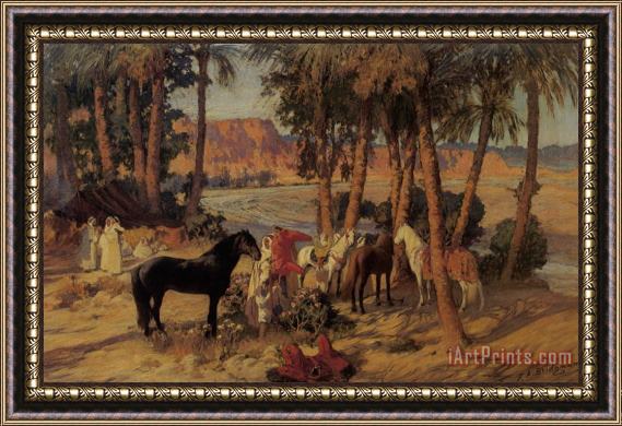 Frederick Arthur Bridgman An Arab Encampment Framed Print